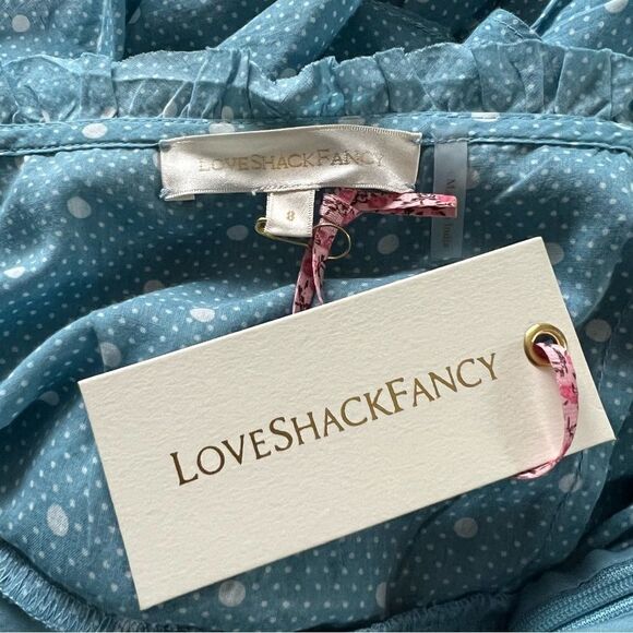Loveshackfancy Idra Cotton Polka Dot Maxi Dress Blue Bonnet Size 8 MSRP $625 - Picture 9 of 11